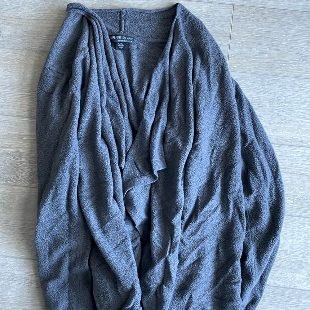 Barefoot Dreams CozyChic Lite Grey Open Front Cardi L/XL